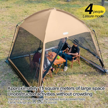Outdoor Camping Mesh Tent – Rainproof, Sunscreen, Mosquito-Proof, Picnic & Beach Sunshade for 10 People