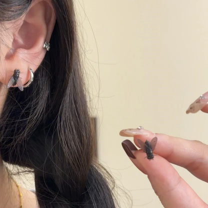 Funny Fly Stud Earrings - Realistic Insect Halloween & Party Jewelry for Women