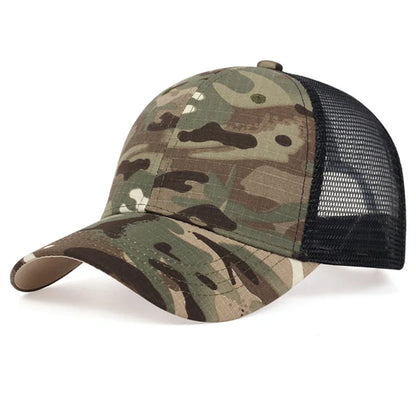 Mesh Summer Trucker Hat - Adjustable Camouflage Tactical Baseball Cap for Men & Women