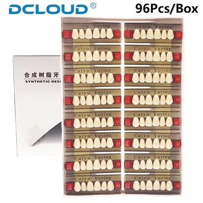 96PCS Dental Resin Denture Teeth Set – Upper & Lower Full Acrylic False Teeth Model (A2/A3 Shades, Anterior & Posterior)