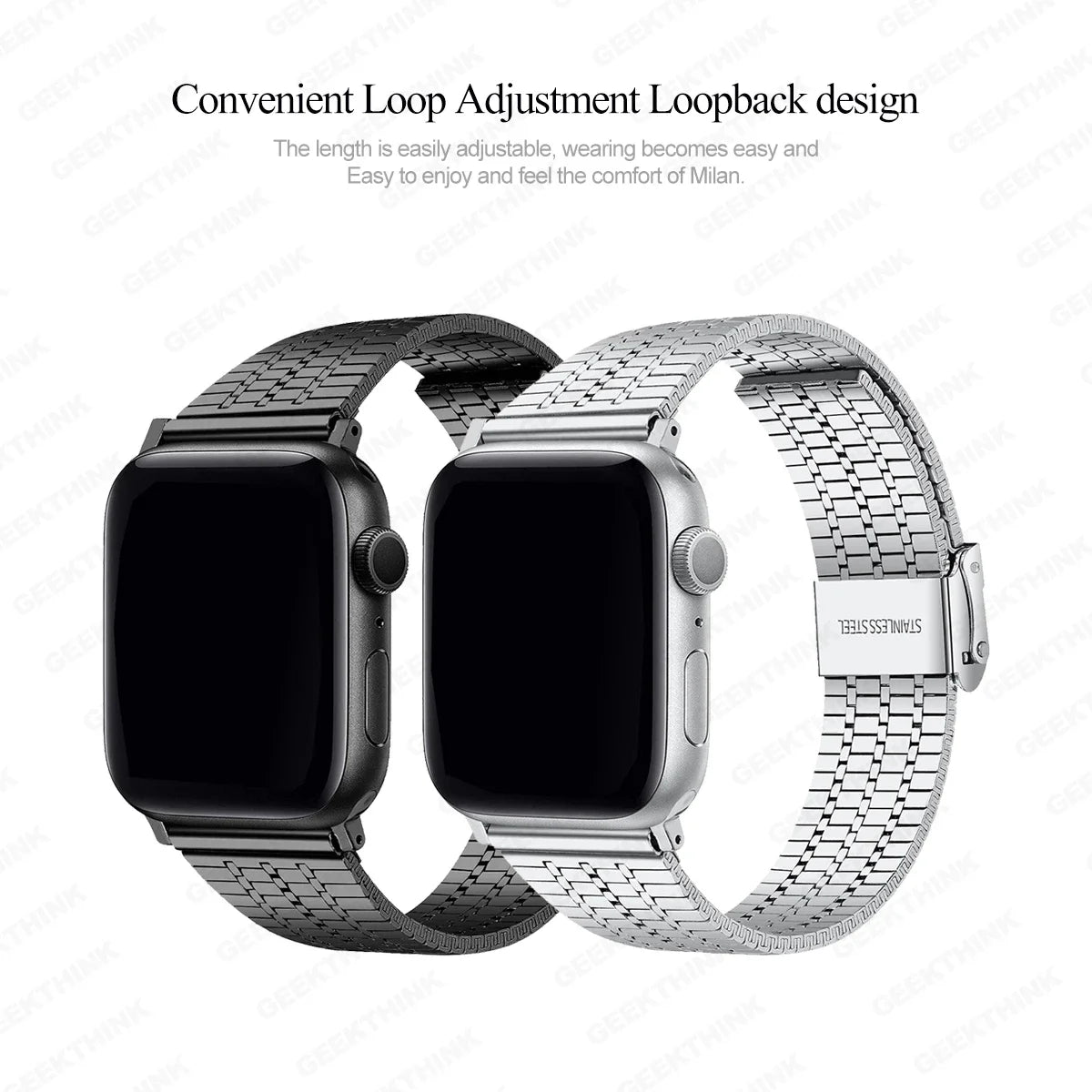 Link Bracelet for Apple Watch – Stainless Steel Strap for iWatch 8, 7, SE, 6, 5, 4, 3, Ultra 49mm, 45mm, 41mm, 44mm, 40mm, 42mm, 38mm Bands