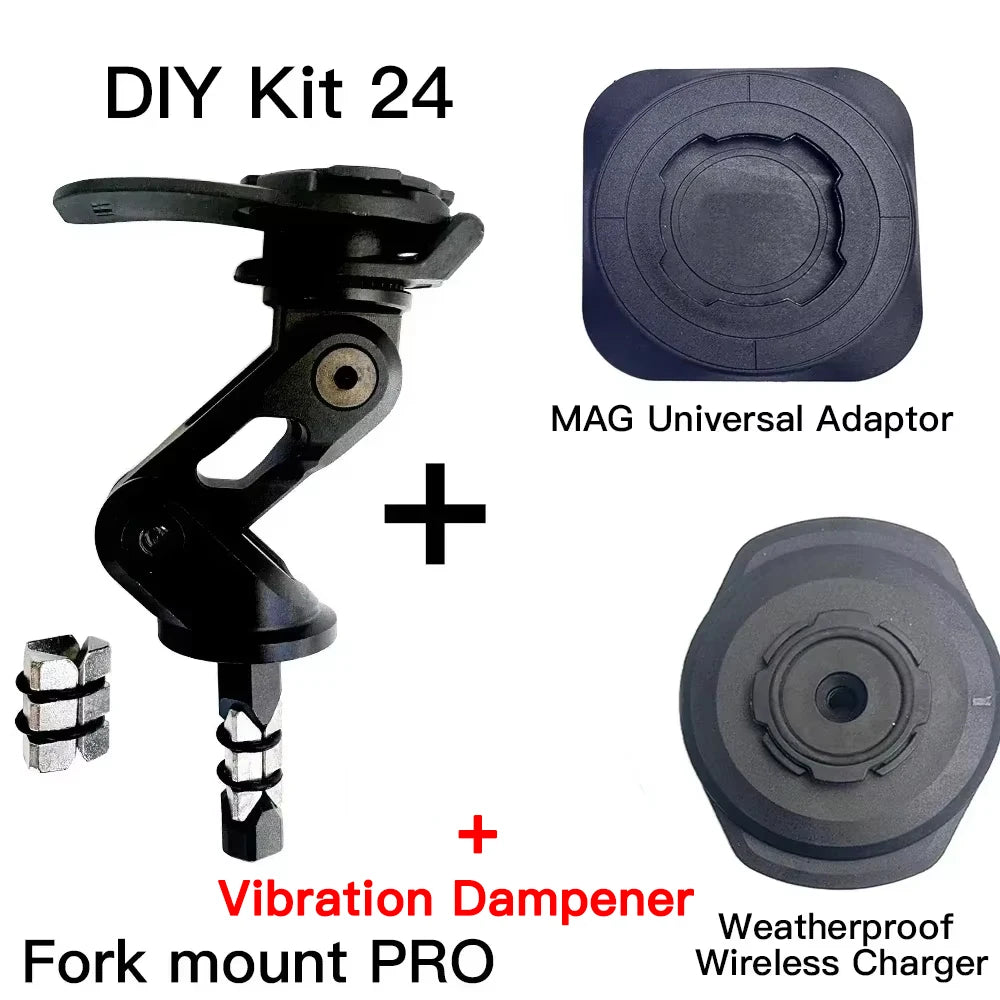 Customized Bicycle & Motorcycle Phone Holder — Fork Stem Handlebar Mount with Dampeners, Brake & Clutch V2 Adaptor