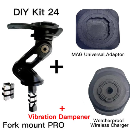 Customized Bicycle & Motorcycle Phone Holder — Fork Stem Handlebar Mount with Dampeners, Brake & Clutch V2 Adaptor