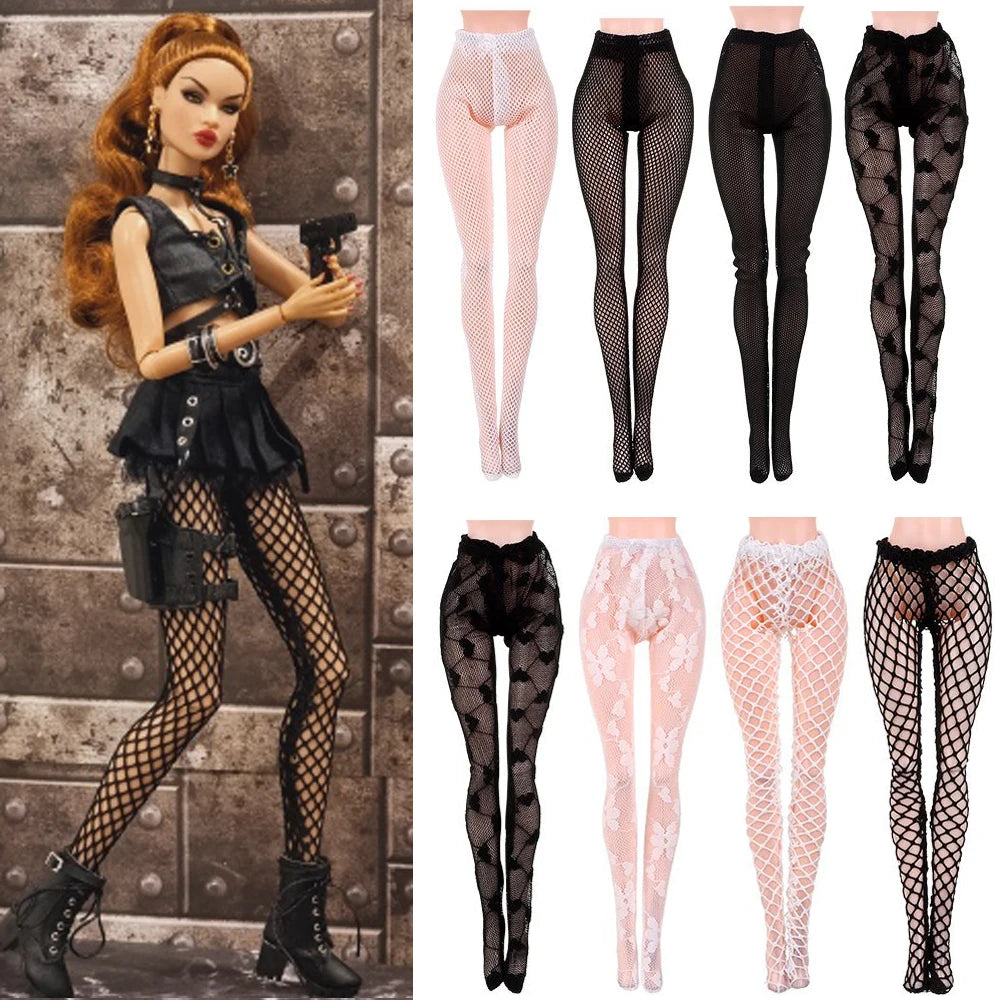 20 Styles 1/6 Doll Mini Fishnet Tights – Silk Stockings, Elastic Leggings, Panty Hose & Socks for 30cm Dolls