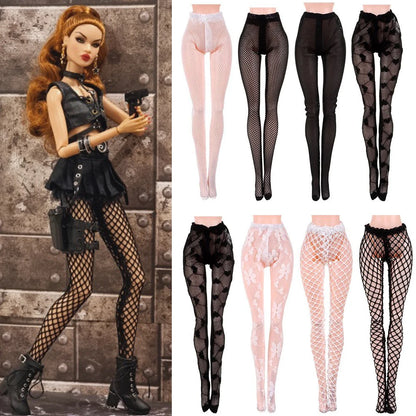 20 Styles 1/6 Doll Mini Fishnet Tights – Silk Stockings, Elastic Leggings, Panty Hose & Socks for 30cm Dolls