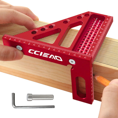 Imperial 3D Multi-Angle Measuring Ruler – 45/90 Degree Aluminum Alloy Woodworking Square Protractor for Engineers & Carpenters