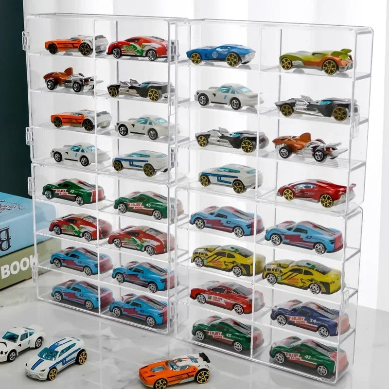 1:64 Acrylic Car Display Case - 8 Grid Transparent Dustproof Storage Box for Toy Model Cars & Collectors