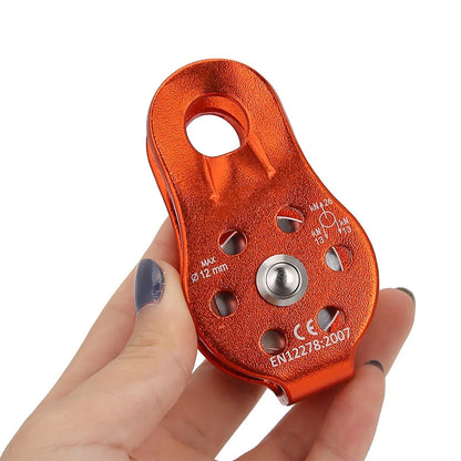 26KN Aluminium Alloy Heavy Duty Swivel Rope Pulley Block – Single Pulley Wheel for 12mm Climbing Rope
