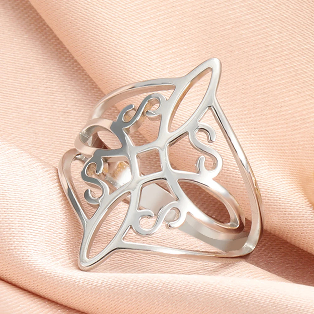 Witch Knot Stainless Steel Ring – Wiccan Celtic Knot Amulet, Good Luck & Protection Jewelry for Men & Women