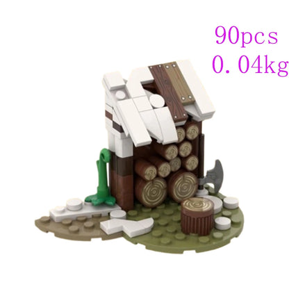 Spot MOC Small Particle Building Blocks — Dining Table & Barrel Decoration Educational Assembly Toy