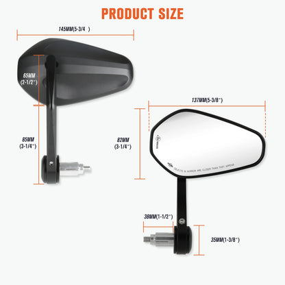 Motorcycle Rearview Side Mirrors | 7/8" & 1" Handlebar End Mirrors for Yamaha & Kawasaki