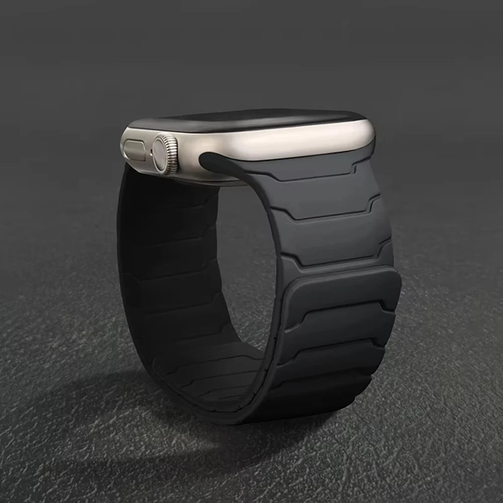 Silicone Magnetic Strap for Apple Watch - Adjustable Band for 49mm/46mm/45mm/44mm/42mm/41mm/40mm Series Ultra, SE & More