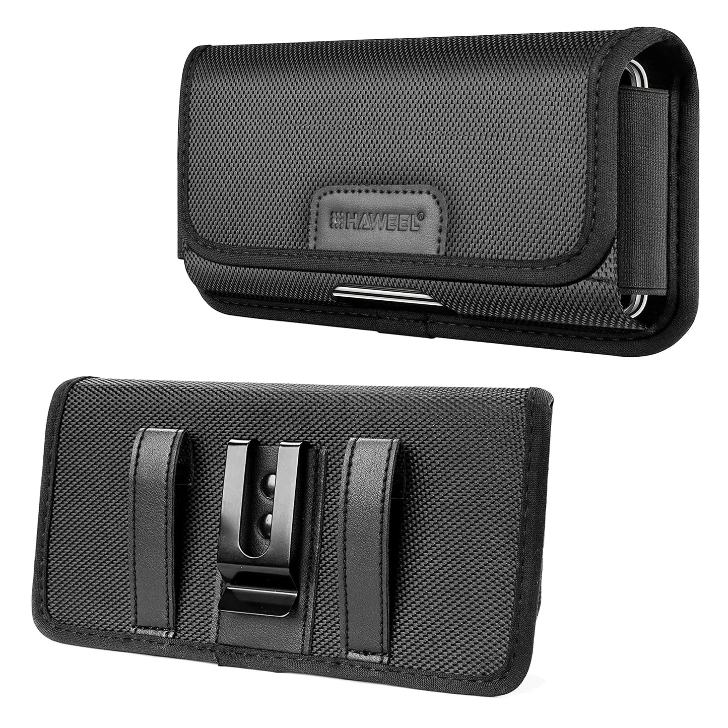 HAWEEL 6.1-6.8 Inch Nylon Cloth Phone Belt Clip – Horizontal Carrying Pouch with Card Slot, Phone Belt Bag