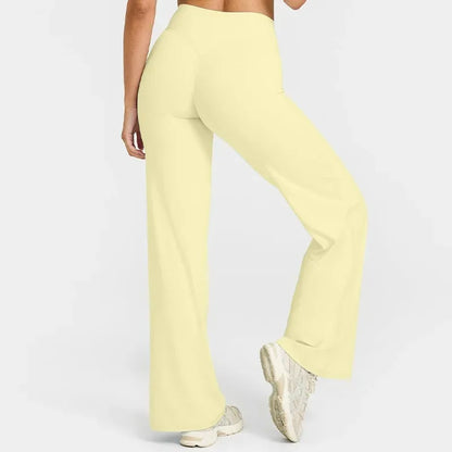 Women's Straight Leg Yoga Pants - Mid-Waist Naked-Feel Pilates & Running Trousers