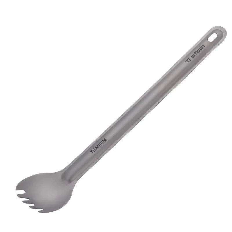 Tiartisan Titanium Long Handle Spork - Ultralight Portable Camping Cutlery for Outdoor Dining