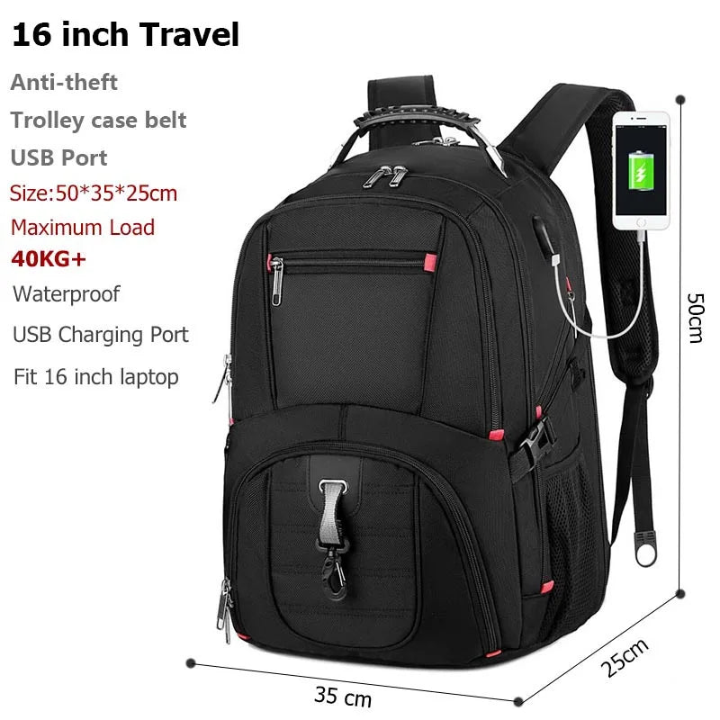 Swiss Multifunctional 17 Inch Laptop Backpack – Durable Travel Bag with USB Charging Port, Water-Resistant College Bookbag