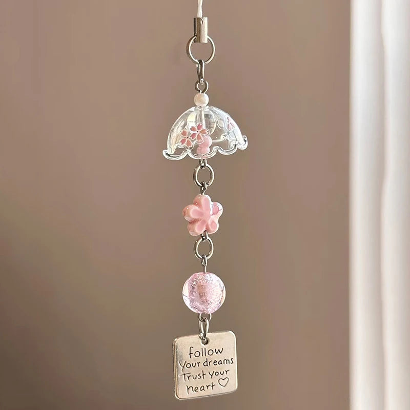 Transparent Wind Chime Keychain – Cute Kawaii Pendant for Mobile, Bag, and Home Decoration