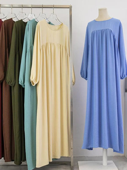 Muslim Women's Luxury Abaya Dress - Solid Color Modest Dubai-Style Kaftan for Ramadan & Special Occasions