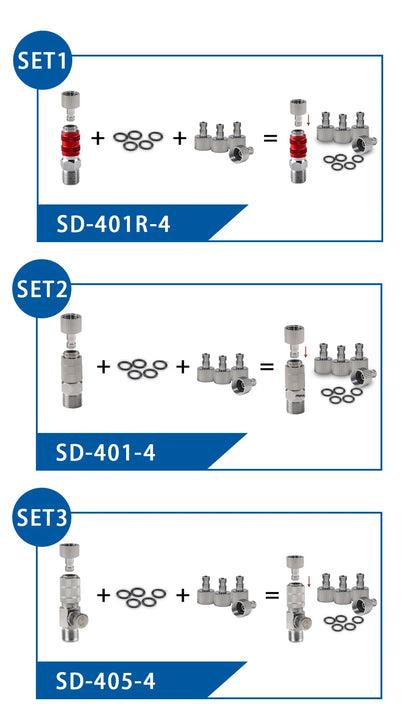 SAGUD Airbrush Quick Disconnect Kit – 1/8" Quick Release Fitting Adapter with 4 Extra Connectors for Hose & Airbrush Parts