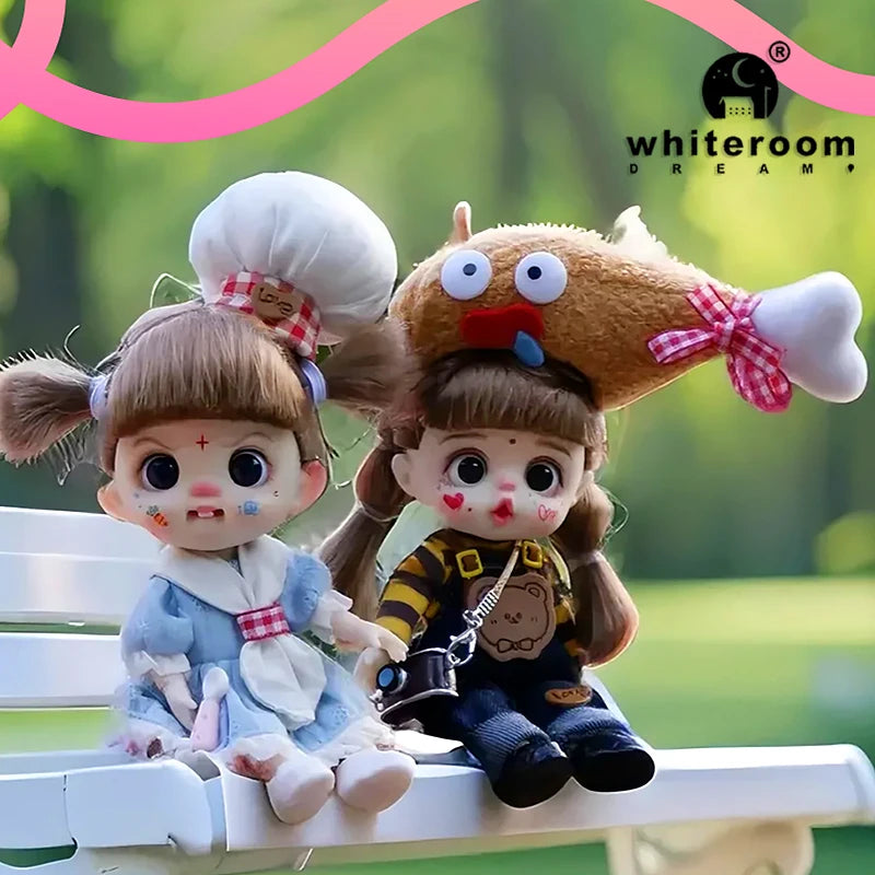 Mini Labbu Pocket Doll – Jointed Blythe-Style Boy & Girl Doll for Girls, Rainbow Ball Mobile Phone Decoration