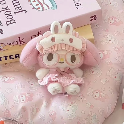 Cute KT Cat Plush Keychain — Cartoon Anime Glasses-Wearing Cat Backpack Pendant, Gift for Girls, Birthday & Holiday