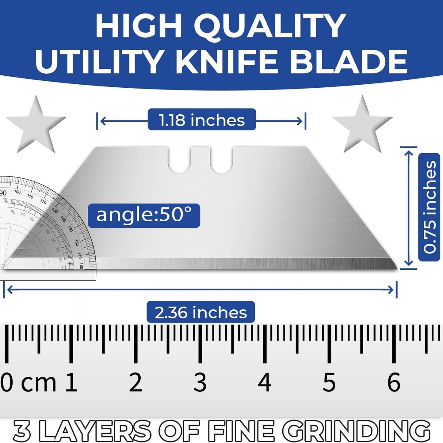 Utility Knife Blades - 50/100/300 PCS SK5 Steel Box Cutting Blades with Distributor, Replacement Blades for Box Cutters