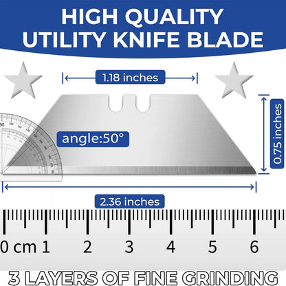 Utility Knife Blades - 50/100/300 PCS SK5 Steel Box Cutting Blades with Distributor, Replacement Blades for Box Cutters