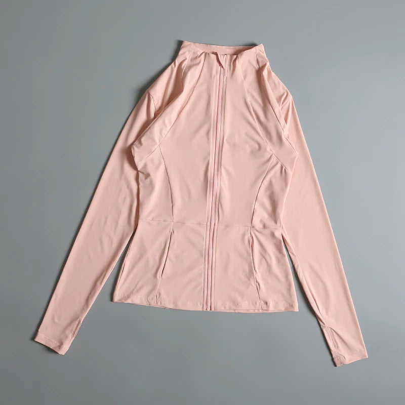 New Yoga Wear Ladies Coat – High Elastic Loose Fitness Top, Long Sleeve Stand-Up Collar for Exercise