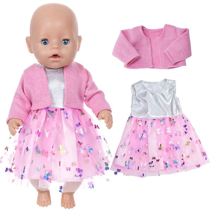 18-Inch Girl Doll Clothes – Pink Coat & Office Dress Outfit, Baby Girl Doll Gift Toy