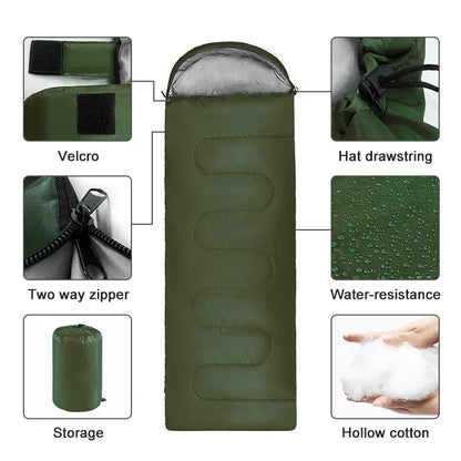 Ultralight Camping Sleeping Bag - Waterproof, 4-Season Warm Envelope for Backpacking, Outdoor Traveling & Hiking
