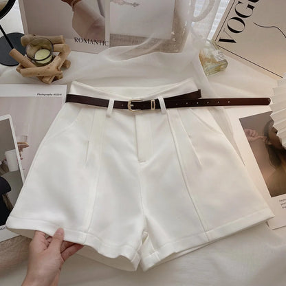 Casual Women’s A-Line Shorts — Vintage Solid High Waist Office & Streetwear Summer Trousers