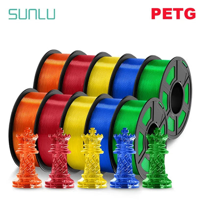 SUNLU PLA/PETG/PLA+ 3D Printer Filament Bundle – 10 Rolls 1KG Each, 1.75mm Neatly Wound Filament for 3D Printing (EU/US)