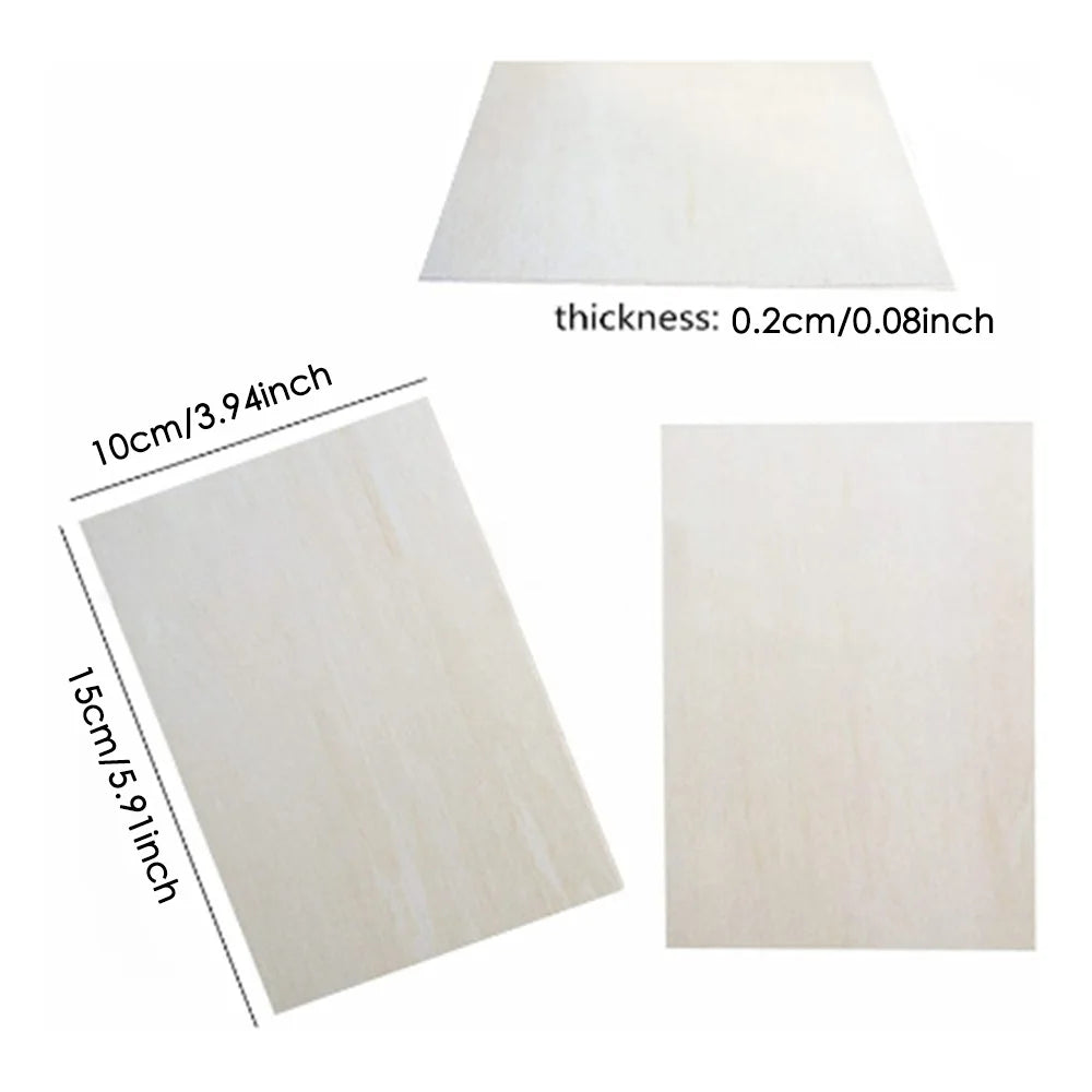 10Pcs 15x10CM 2MM Basswood Sheets – Thin Unfinished Wood Boards for Crafts & Model Making