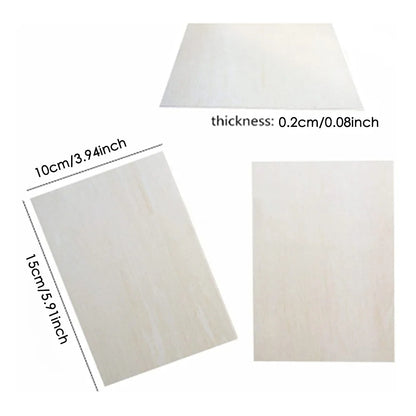 10Pcs 15x10CM 2MM Basswood Sheets – Thin Unfinished Wood Boards for Crafts & Model Making