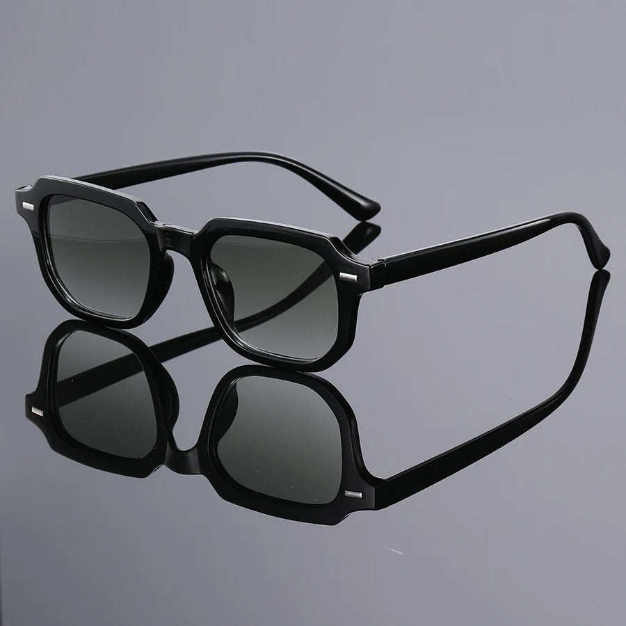 Men's Retro Square Frame Glasses - Trendy Y2K Rivet Street Style Fashion Eyewear