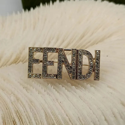 Fashion Rhinestone Brooch Pin – Elegant Heavywork Letter Alloy Decoration, Unisex Accessory for All Seasons