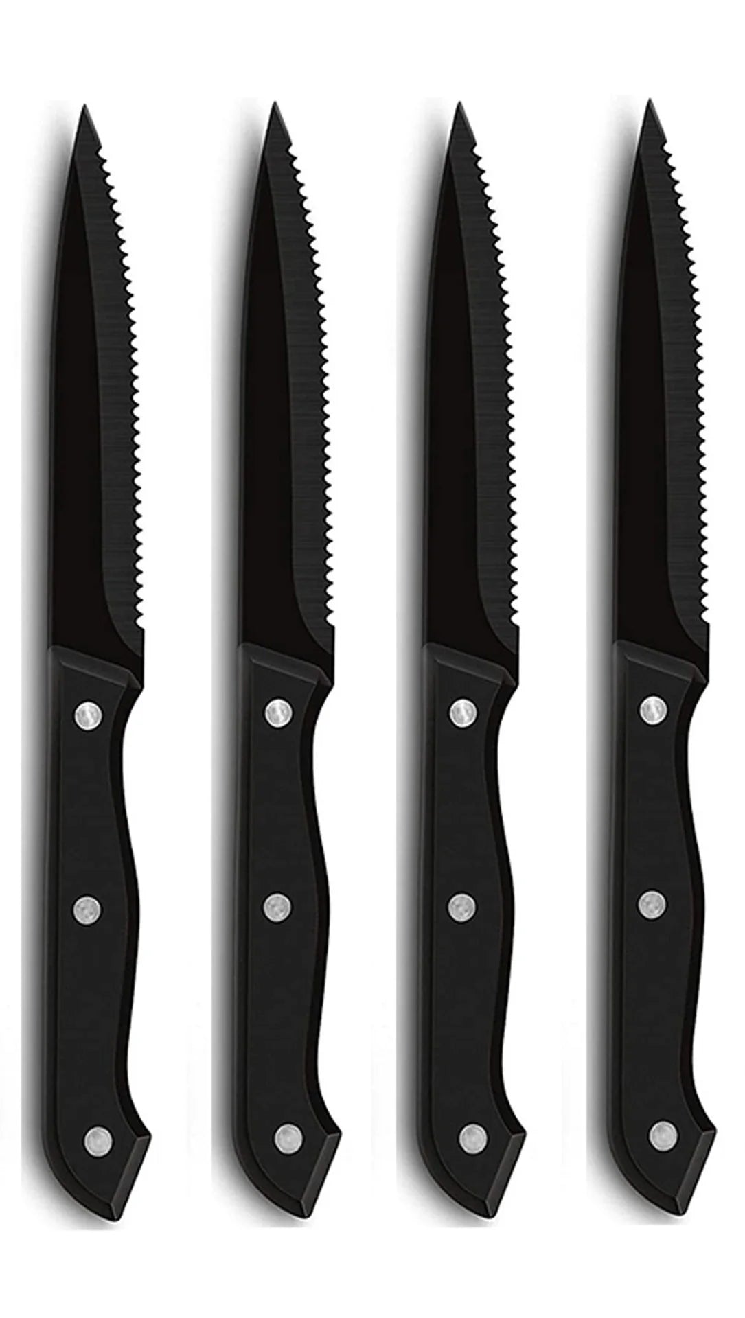 1/4/6/8/12-Pc Steak Knife Set – Full Tang Serrated Stainless Steel Knives for Beef, Bread & Restaurant Table Dinner Use