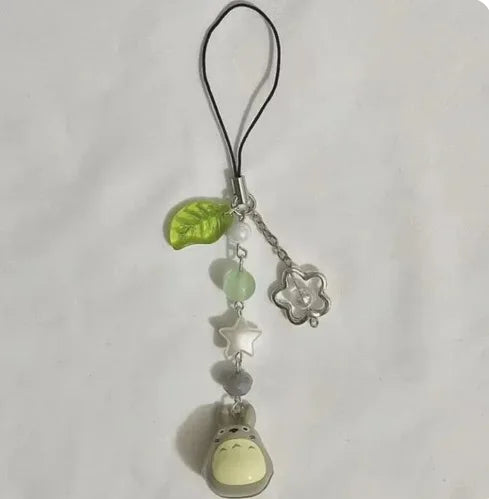 Handmade Cat Phone Charm - Four Leaf Clover Beaded Y2K Fairy Core Keychain & Bag Pendant Accessory