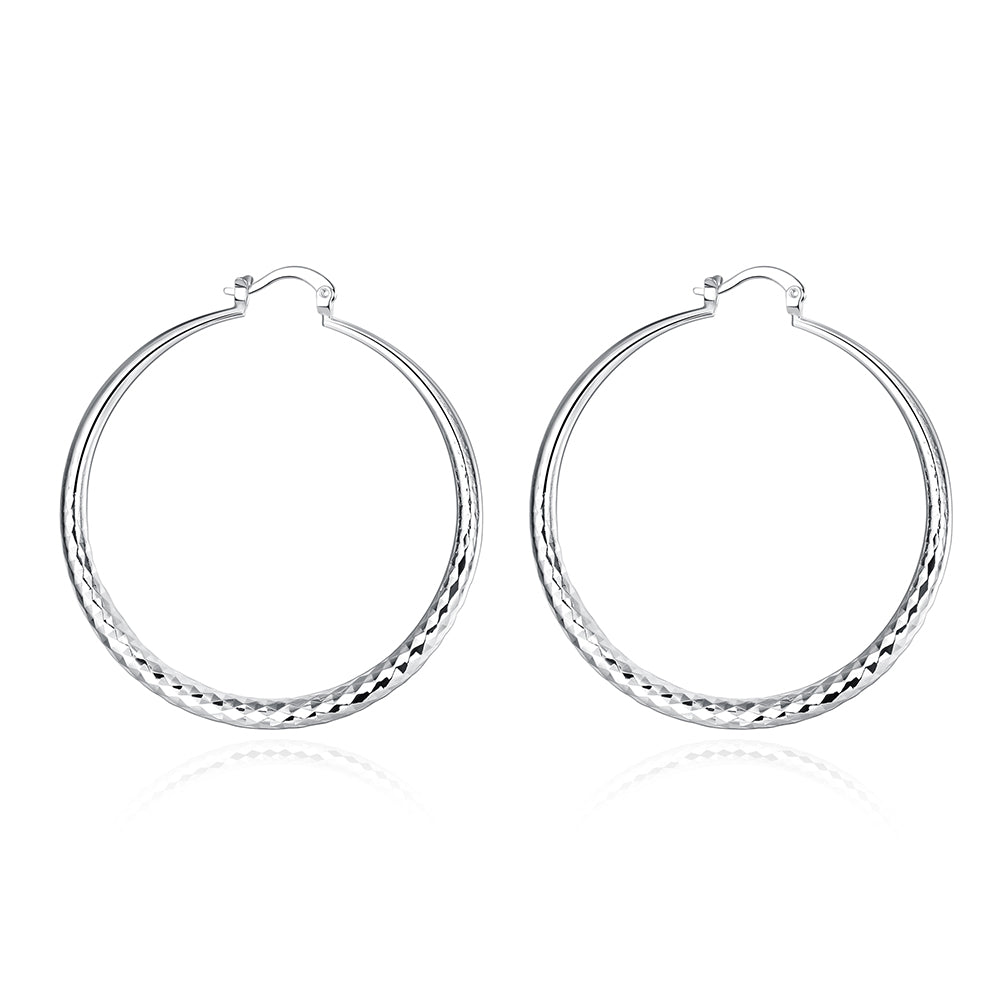 Charms 925 Sterling Silver 5CM Circle Hoop Earrings for Women - Fashionable Wedding Party Jewelry, Holiday Gifts