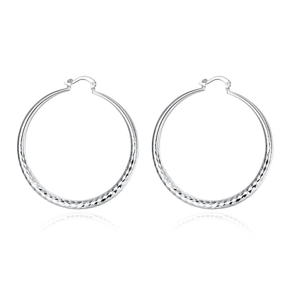 Charms 925 Sterling Silver 5CM Circle Hoop Earrings for Women - Fashionable Wedding Party Jewelry, Holiday Gifts