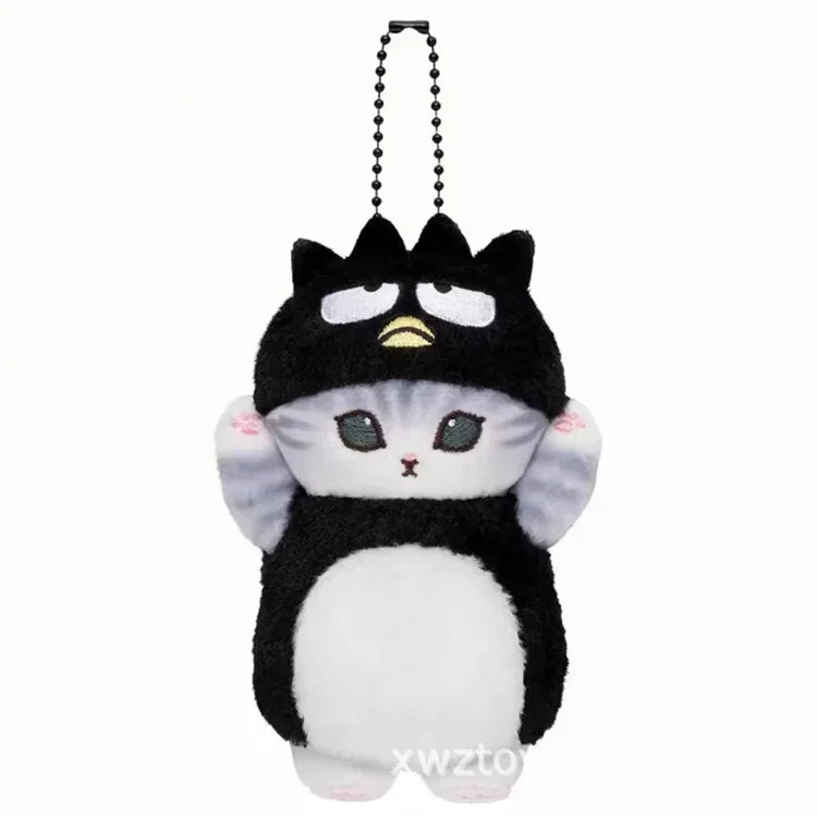 Hot Kawaii Plush Keychain Pendant — Mofusand Shark Cat & Cross-Dressing Hello Kitty/Kuromi Backpack Charm