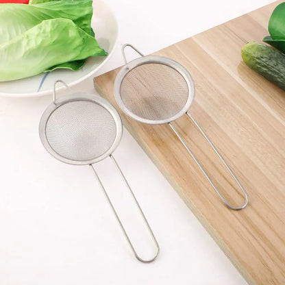 3PCS Stainless Steel Fine Mesh Strainer Set – Juice, Soya Milk, Oil & Hotpot Sieve Spoon for Kitchen Use
