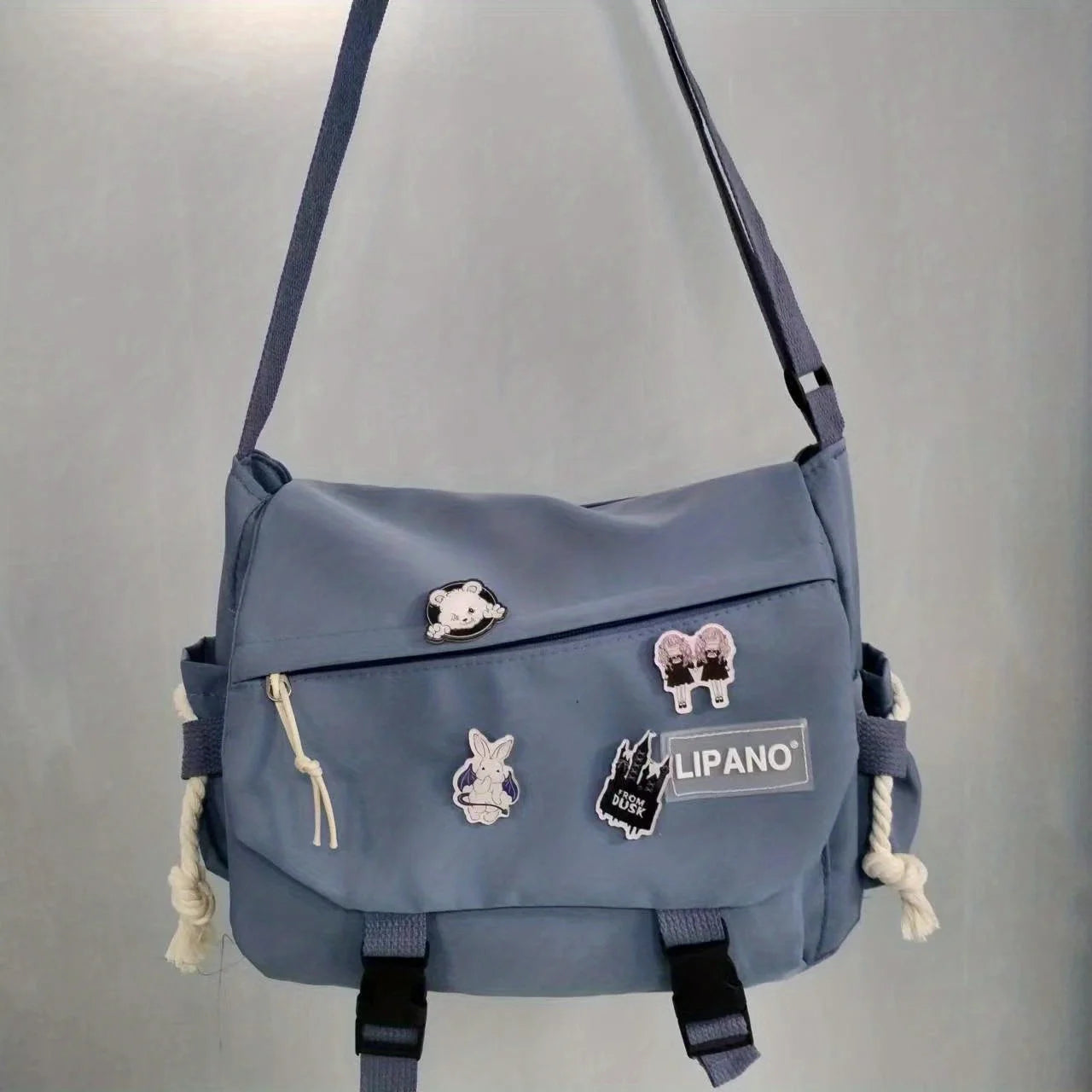 Men’s Nylon Messenger Bag - Trendy Solid Color Crossbody Shoulder Bag for School & Everyday Use