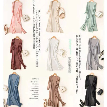 New Spring/Summer Sun Protection Clothing – Women's Long Knitted Cardigan, Sweater Coat, Jacket, and Ladies Shawl Outerwear