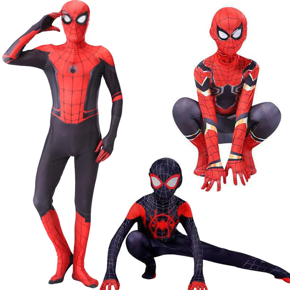 Men's Amazing Spiderman Cosplay Costume – Miles Morales Superhero Zentai Bodysuit Jumpsuit for Boys, Girls, Halloween & Christmas