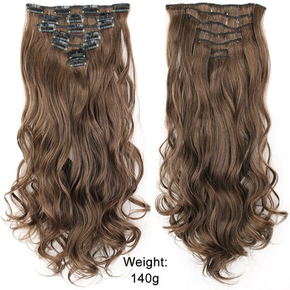 Women’s 7Pcs Hair Extensions with 16 Clips – Natural Black Straight Ombre Hairpiece