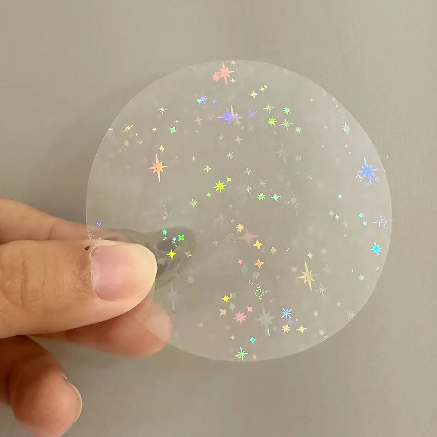 100PCS 58mm Transparent Badge Film Covers – Clear Laser Star Pattern Protective Sheets for Button Badge Maker