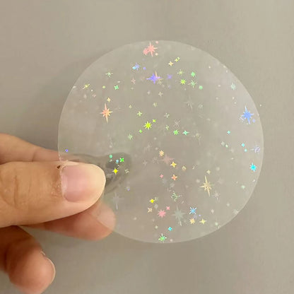 100PCS 58mm Transparent Badge Film Covers – Clear Laser Star Pattern Protective Sheets for Button Badge Maker
