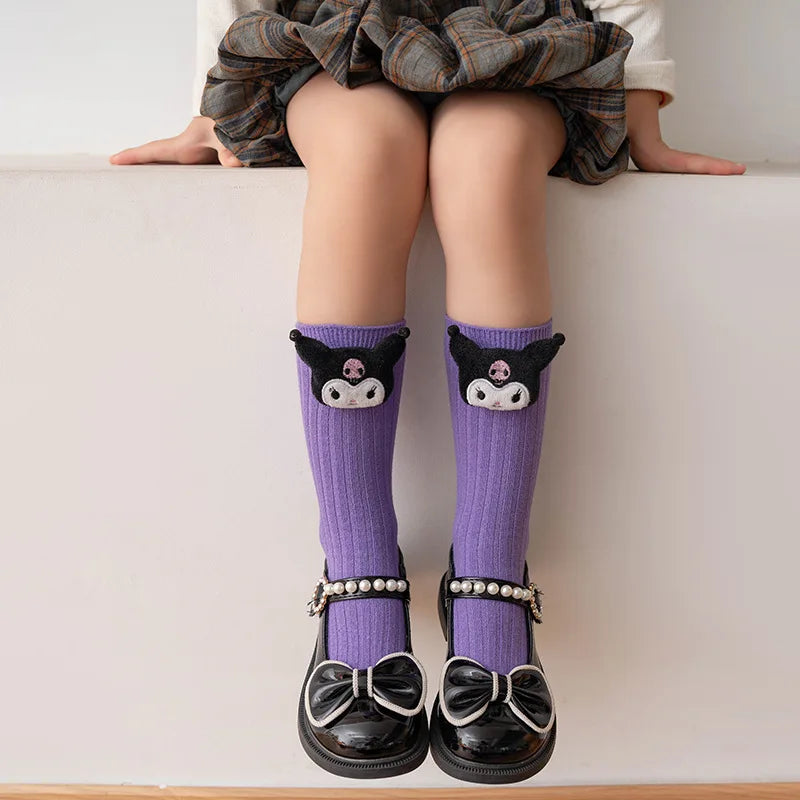 Sanrio Kuromi, Melody, Cinnamoroll & Kitty Cat Socks – Kawaii Cartoon Mid-Tube Socks for Girls, Korean Style Trendy Student Socks