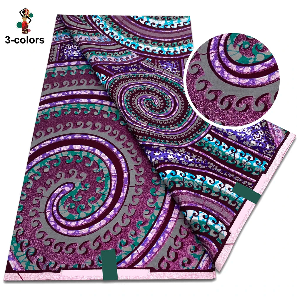 African Gold Print Wax Fabric - 100% Cotton Soft Nigerian Ankara Batik Pagne Material